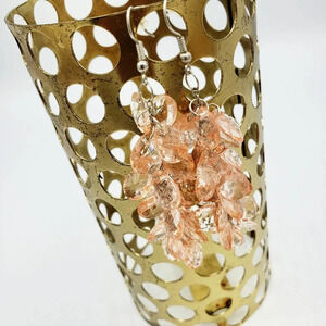 Beaded Earrings | Peach with Silver | Pierced